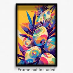 Art Poster - Vivid Eggs (Psychedelic Trippy Weird 11x17 Print)