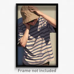 Anime Art Poster - Man Feeling Isolated, Acclaimed Striped Headwear (Print)