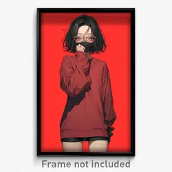 Anime Art Poster - Girl Feeling Paranoid Wearing Orderly Shared Clothes (Print)