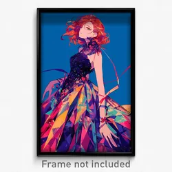Anime Art Poster - Woman Feeling Careless, Expensive Multicolored Dress (Print)