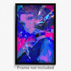 Anime Art Poster - Woman Feeling Mystified Wearing Handsome Blue Choker (Print)