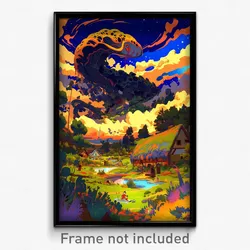 Art Poster - Haunted Province (Psychedelic Trippy Weird 11x17 Print)