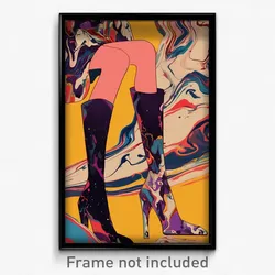 Anime Art Poster - Boy Feeling Eagerness, Imaginative High Heel Boots (Print)