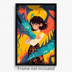 Art Poster - Girl Feeling Disgruntled Wearing Acrobatic Dragon Wings (Print)