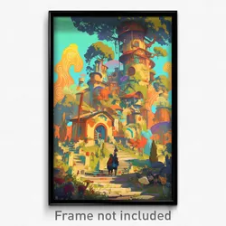 Art Poster - Faraway Farmstead (Psychedelic Trippy Weird 11x17 Print)