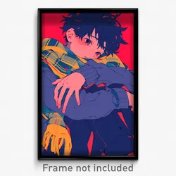 Anime Art Poster - Boy Feeling Ambivalence Wearing Mellow Striped Scarf (Print)
