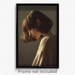Art Poster - Woman Feeling Brooding Wearing Oddball Beige Sweater (Print)