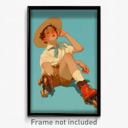 Art Poster - Boy Feeling Self Motivated Wearing Spanish Roller Skates (Print)