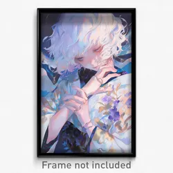 Anime Art Poster - Boy Feeling Caring Wearing Illustrious White Cardigan (Print)
