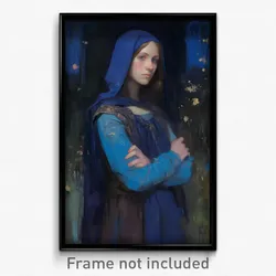 Art Poster - Woman Feeling Tolerance Wearing Whimsical Blue Sleeves (Print)
