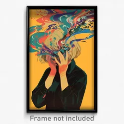 Art Poster - Woman Feeling Despair Wearing Delightful Beige Shirt (Print)