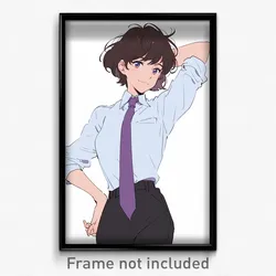 Anime Art Poster - Woman Feeling Idleness, Fantastic Purple Necktie (Print)