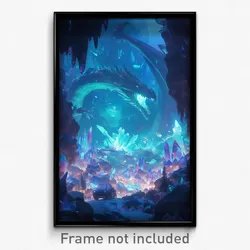 Art Poster - A Hidden Cave Filled With Glowing Crystals