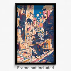 Art Poster - Dense Plaza (Psychedelic Trippy Weird 11x17 Print)