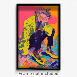 Anime Art Poster - Man Feeling Exasperated, Buoyant Lace Trimmed Legwear (Print)