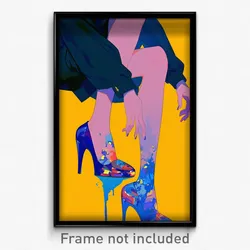 Anime Art Poster - Boy Feeling Apprehension Wearing Vivid Stiletto Heels (Print)