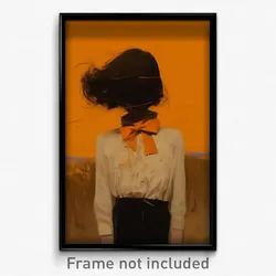 Art Poster - Woman Feeling Woe Wearing Old Fashioned Orange Bowtie (Print)