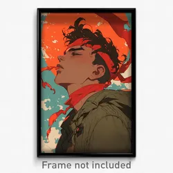 Anime Art Poster - Man Feeling Pessimism Wearing Fresh Red Bandana (Print)