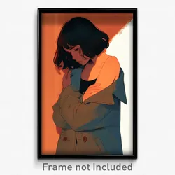 Art Poster - Girl Feeling Shame Wearing Immaculate Sleeveless Coat (Print)