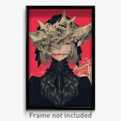 Art Poster - Girl Feeling Hatred Wearing Wobbly Frilled Hat (Print)