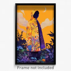 Art Poster - Man Feeling Assertive Wearing Purple Yellow Raincoat (Print)
