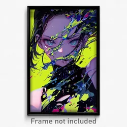 Anime Art Poster - Woman Feeling Fury Wearing Creative Black Vest (Print)