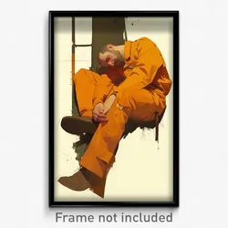 Art Poster - Man Feeling Pity Wearing Delightful Orange Jumpsuit (Print)