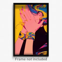Art Poster - Girl Feeling Self Confident Wearing Glamorous Wristband (Print)