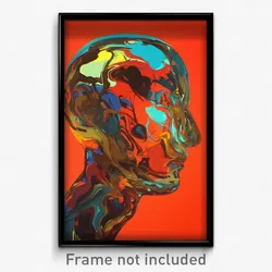 Art Poster - Metallic Head (Psychedelic Trippy Weird 11x17 Print)