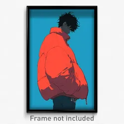 Anime Art Poster - Man Feeling Apathy Wearing Different Red Jacket (Print)
