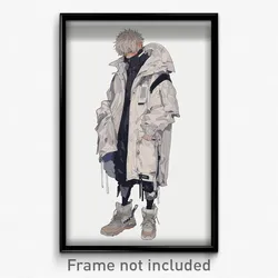 Anime Art Poster - Boy Feeling Bored Wearing Webbed White Coat (Print)