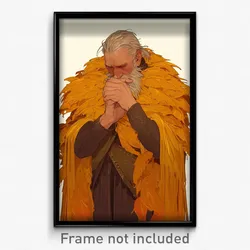Art Poster - Man Feeling Dismay Wearing Bulky Fur Cape (Print)