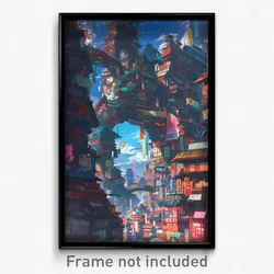 Art Poster - Enormous Chinese City (Psychedelic Trippy Weird 11x17 Print)