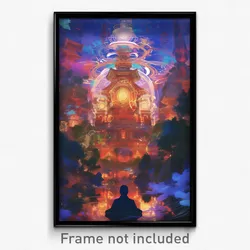 Art Poster - Treasured Pagoda (Psychedelic Trippy Weird 11x17 Print)