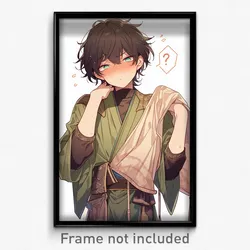 Anime Art Poster - Boy Feeling Surprise, Pricey Clothes Around Waist (Print)
