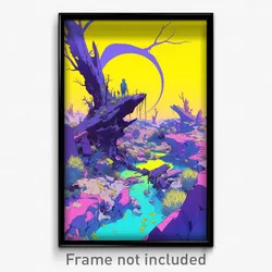 Art Poster - Violet Watering Hole (Psychedelic Trippy Weird 11x17 Print)
