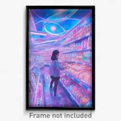 Art Poster - Glossy Grocery Store (Psychedelic Trippy Weird 11x17 Print)