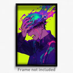 Anime Art Poster - Boy Feeling Envy Wearing Green Purple Headwear (Print)