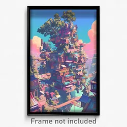 Art Poster - Wooden Settlement (Psychedelic Trippy Weird 11x17 Print)