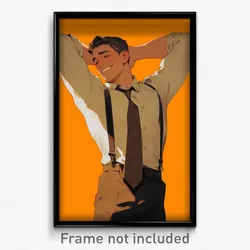 Art Poster - Man Feeling Cheeky, Studious Diagonal Striped Necktie (Print)