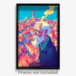 Art Poster - Elderly Spanish City (Psychedelic Trippy Weird 11x17 Print)