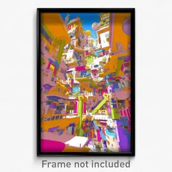 Art Poster - Warlike Exotic Town (Psychedelic Trippy Weird 11x17 Print)