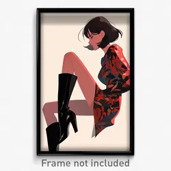 Art Poster - Woman Feeling Aversion Wearing Exotic High Heel Boots (Print)