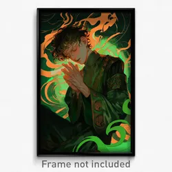 Anime Art Poster - Man Feeling Enchanted Wearing Tattered Green Dress (Print)