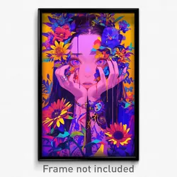 Anime Art Poster - Woman Feeling Sadness Wearing Klutzy Flower Bracelet (Print)