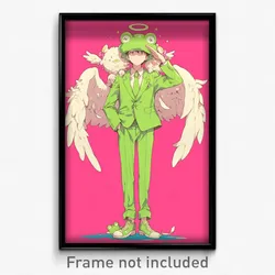 Anime Art Poster - Man Feeling Content Wearing Angelic Suit (Print)