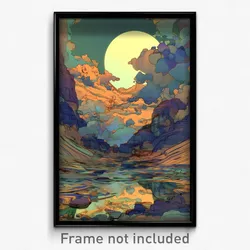 Art Poster - Quaint Fjord (Psychedelic Trippy Weird 11x17 Print)