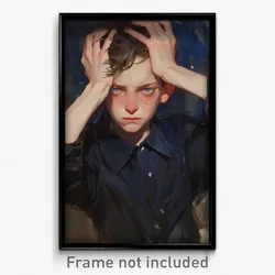 Art Poster - Boy Feeling Resentment Wearing Fluid Collared Dress (Print)