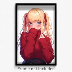 Anime Art Poster - Girl Feeling Demoralized, International Red Sweater (Print)