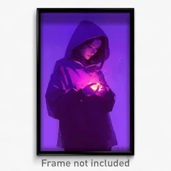 Art Poster - Woman Feeling Enlightened Wearing Glass Purple Hoodie (Print)